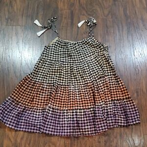 Storia Black, Orange, and Purple Checkered Dress